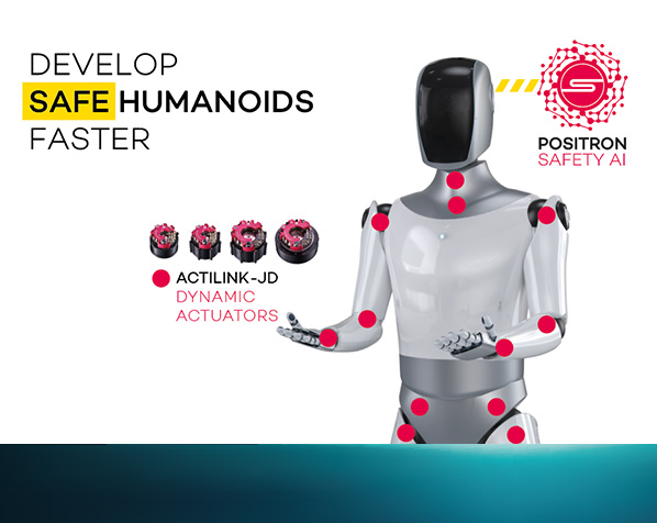 ACTILINK-JD actuators on a humanoid robot, with POSITRON Safety AI